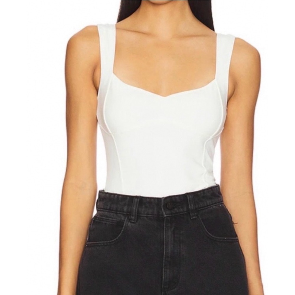 Free People Somewhere Sometime Cami Tank Top White Seam Medium